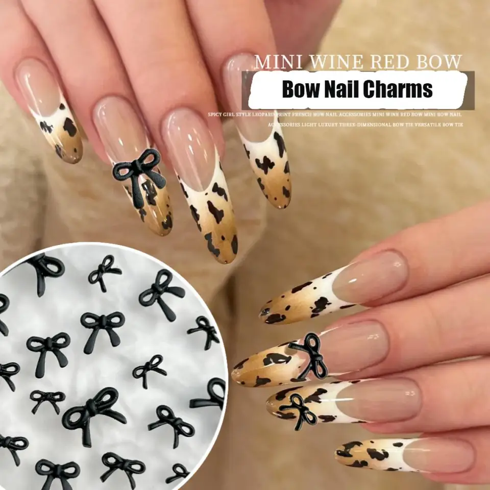 50 percent viacerých veľkosti čiernej živicovej brehu nechty Kúzla 3d Mini Solid Color Bow na nechtovej dekorácii Doplnky pre manikúru klip DIY