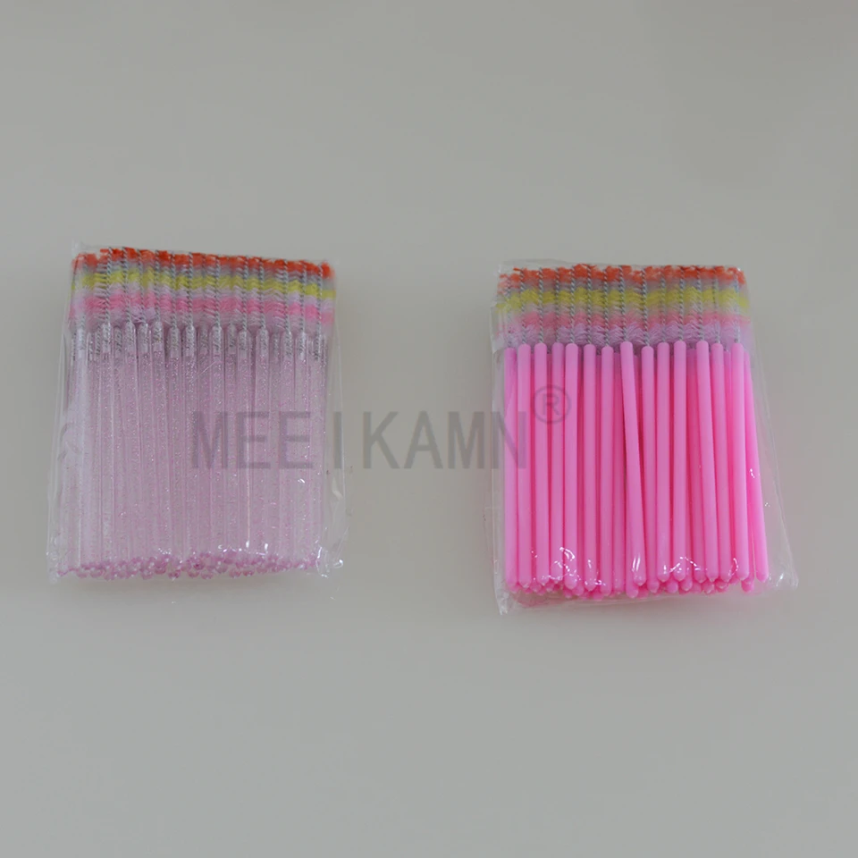 50 počítačov Private Label Veľkoobchod Glitter Cleaning Aplikátory Rainbow Gradient Wands Brow Ripy Combs Lash Spoolie Mascara Brush