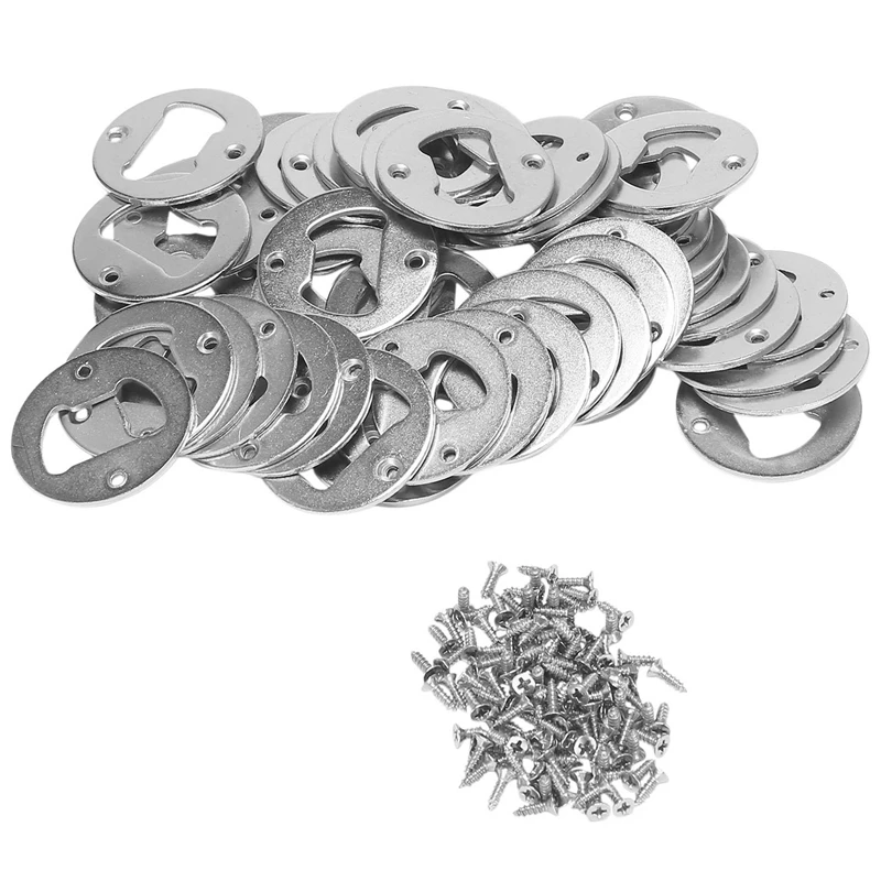 50 Set fľašových otváračov vložka, z nehrdzavejúcej ocele Round DIY Fľaša otvárač Hardware Súprava Hardware Dodávky so skrutkami