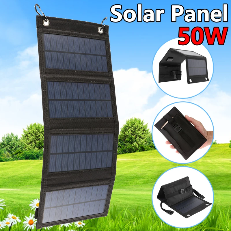 50 W prenosný solárny panel skladací taška nepremokavá solárna cel