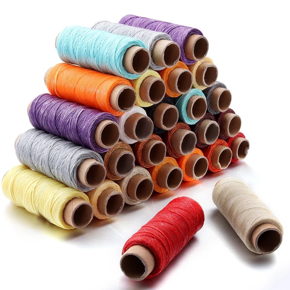 50 yardov/šarža 1 mm polyester šijací kožená kožená farebná plochá voskovaná šnúra