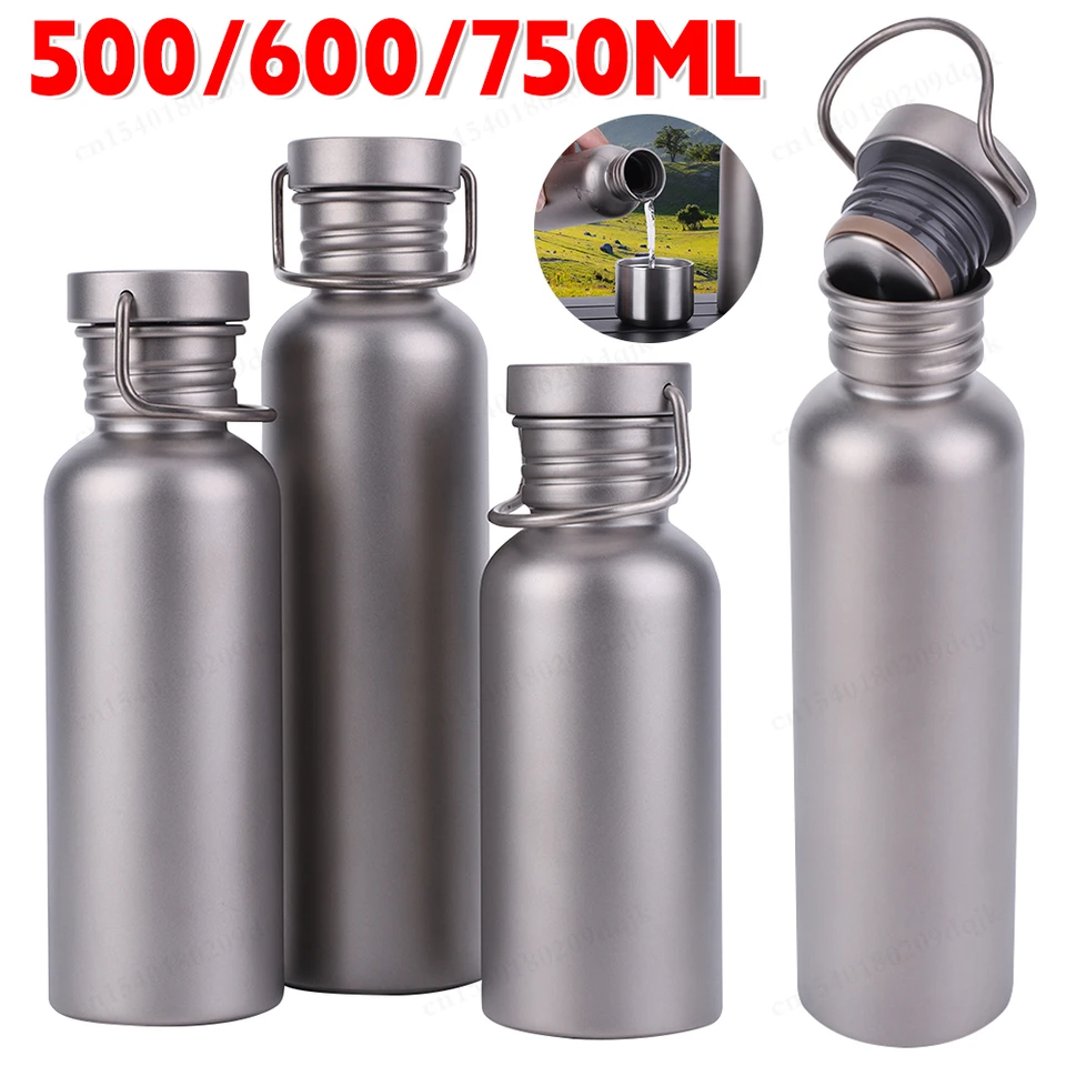 500/600/750 ml Pure Titanium Fľaša prenosné prenosné vonkajšie kempingové potreby cestovného ruchu Šport Cyklistika turistická kempingová fľaša s vodou