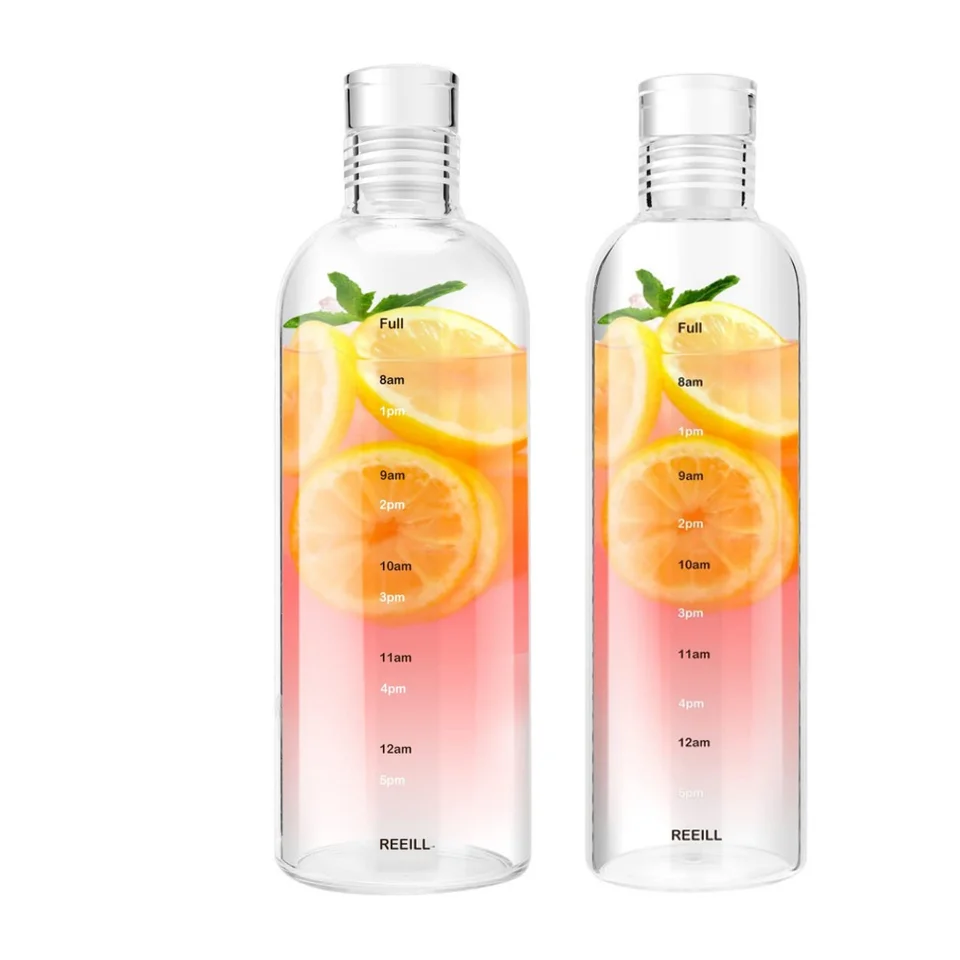 500/750 ml plastová fľaša na vodu s časovým krytom na vodu pre vodu nápoj Veľká kapacita Priehľadná mliečna šťava šálka k narodeninám darček