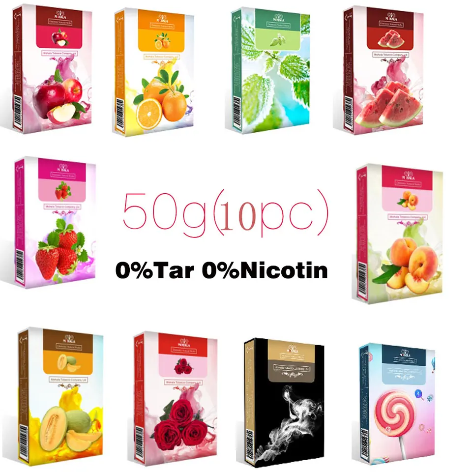 500 g 10ks Mohala Herbal USA Import shisha vodná fajka tabaku ovocná príchuť zadarmo 0% decht nikotín