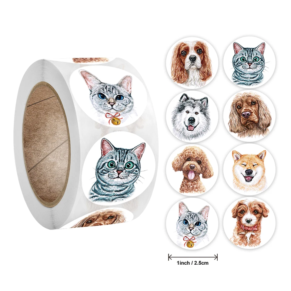 500 ks/roll učiteľa odmena nálepka Zábava Motivácia Cat Dog Sticker pre školu učiteľov Študent Stationery Stickers Kidgift