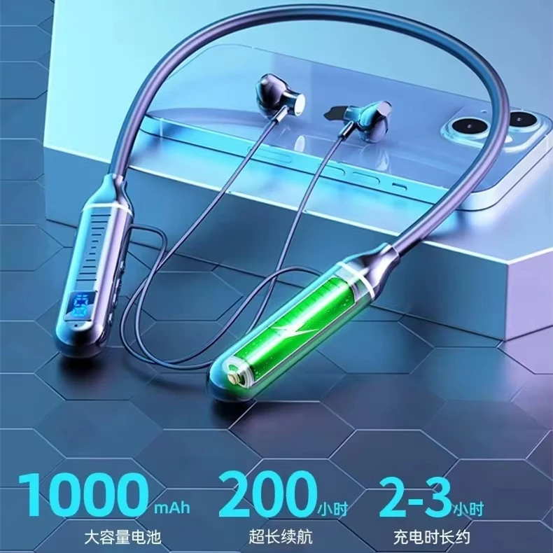 500 mAh digitálny displej bezdrôtových slúchadiel Blue zub 5.0 Slúchadlá na krk Magnetické športy Tws