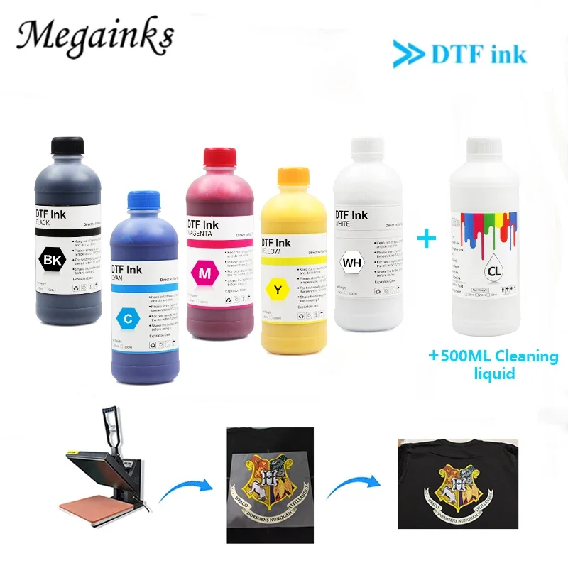 500 ml*6ks DTF atrament a 500 ml čisté pre DTF atrament pre Epson L1800 L800 L805 I3200 Modifikovaná tlačiareň DTF DIRECT Transfer Film Pet Film Film