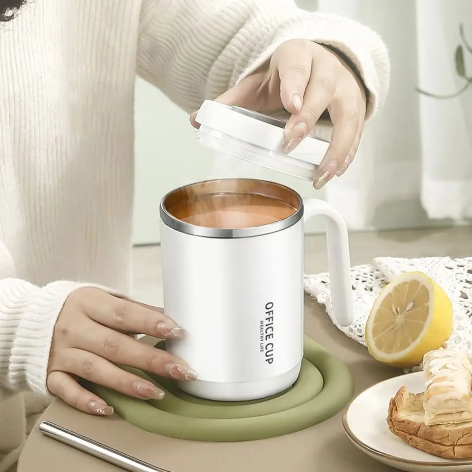 500 ml kávový hrnček z nehrdzavejúcej ocele/plastu s kávou Thermos Coffee so slameným otvorom