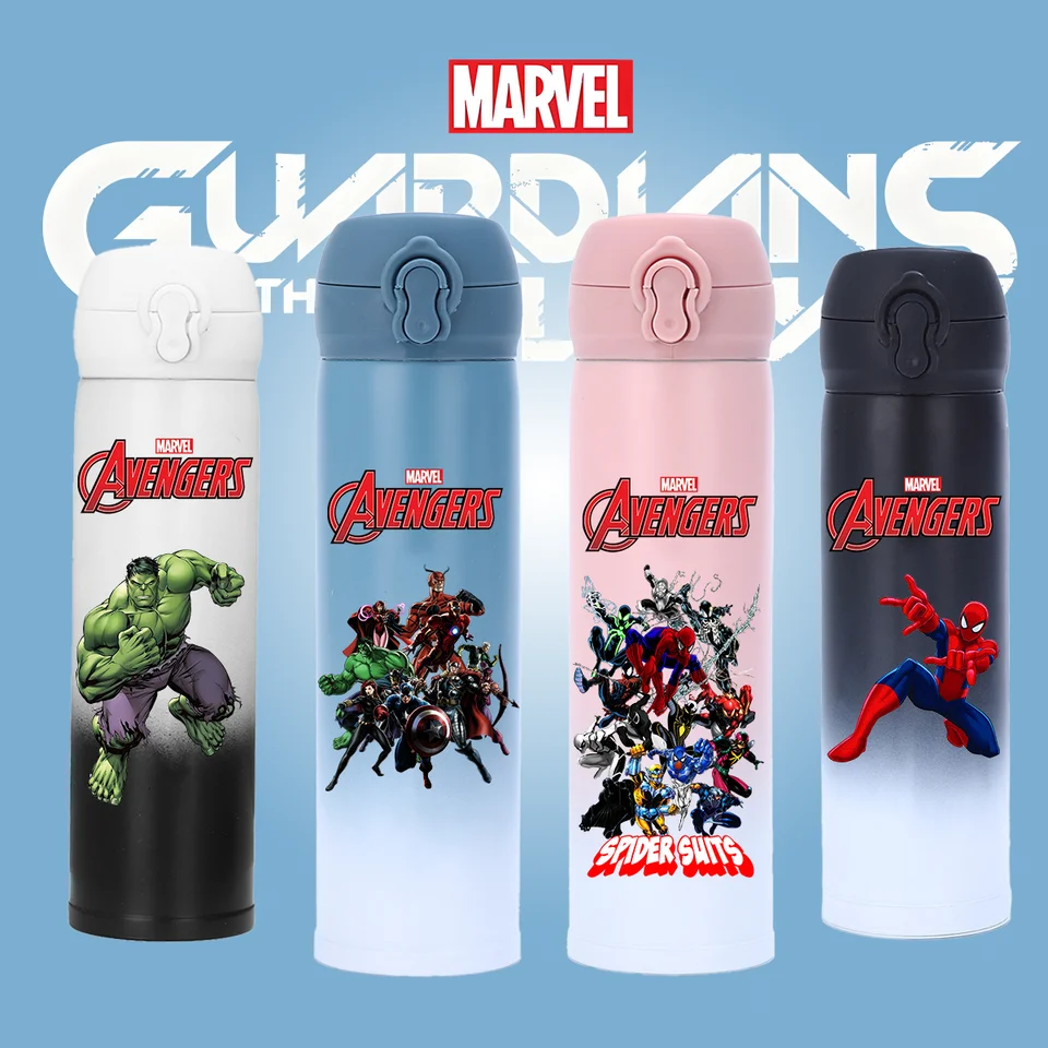500 ml Marvel Spider Man Iron Man Fľaša s veľkou kapacitou anime karikatúra prenosná 304 z nehrdzavejúcej ocele Izolovaná fľaša s vodou