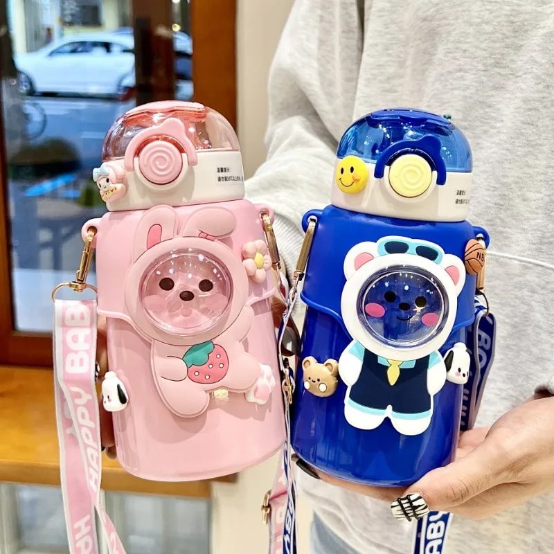 500 ml New Sanrio roztomilý detský hrnček karikatúru z nehrdzavejúcej ocele Detský hrnček s prenosnými študentskými pohármi.