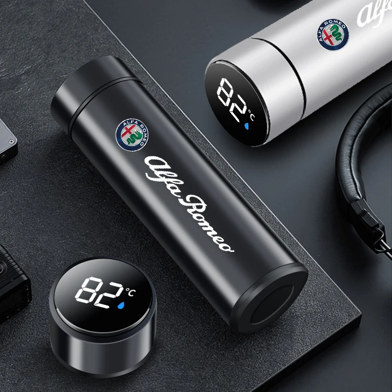 500 ml prenosné auto Smart Thermos Fľaša na fľašu Pohár pre Alfa Romeo Giulia Stelvio 147 159