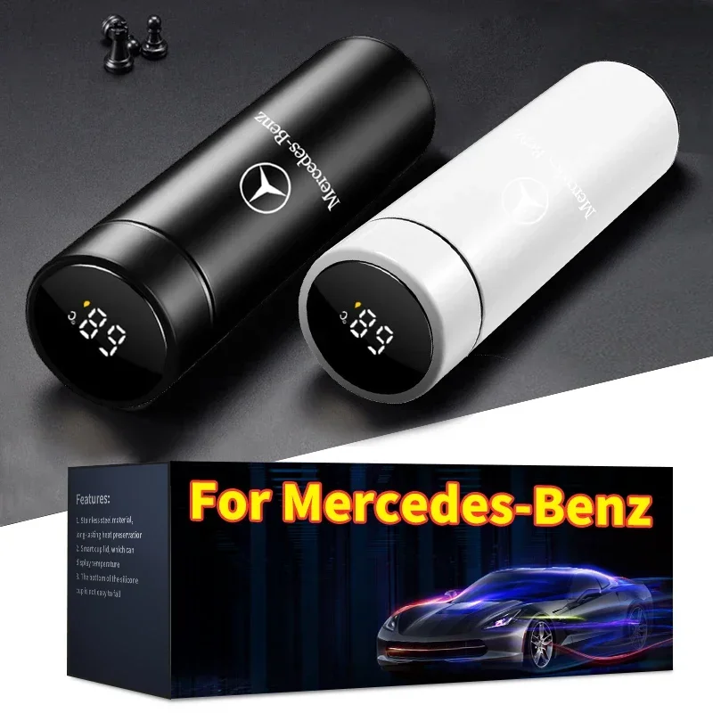 500 ml prenosné logo auta Intelligentná fľaša z nehrdzavejúcej ocele pre Mercedes Benz AMG Abcegrs CES CLA CLG CLK CLS CLES