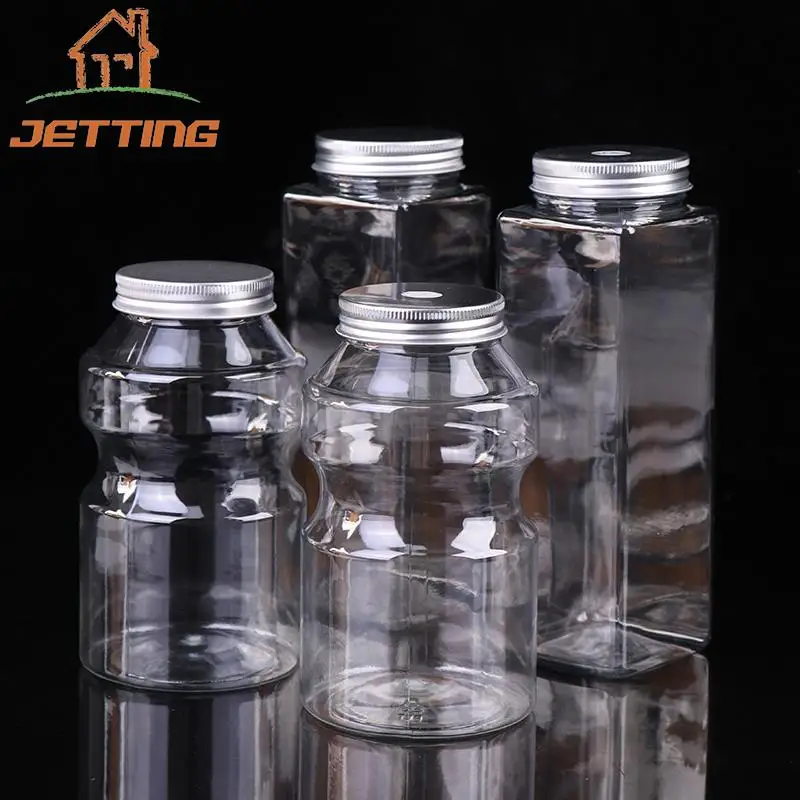 500 ml štvorcový jednorazový nápoj fľaša mliečny čaj Plastový jogurt fľaša jednorazová cukrová nádoba Mason Jar