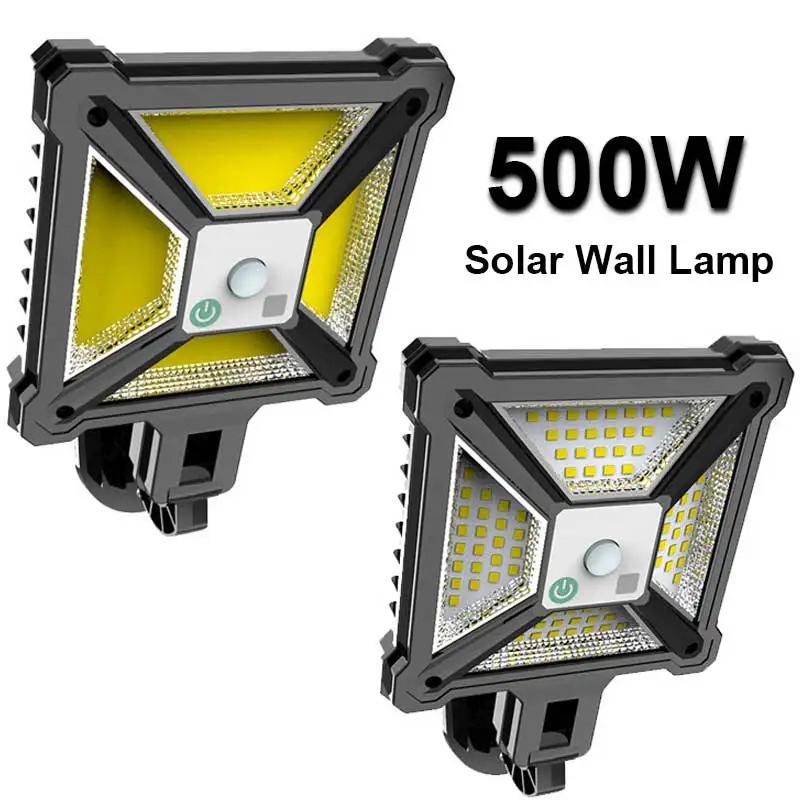 500 W solárne pouličné svetlo vonkajšia solárna nástenná lampa diaľkovo ovládanie vodotesný PIR Motion Sensor 3 Modes Street Garden Garage Pathway