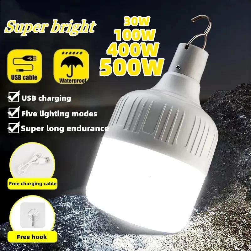500 W USB Nabíjateľné LED LED Núdzové svetlá Outdoor prenosné lucerny núdzové žiarovky žiarovka batéria Lantern BBQ kempingové svetlo