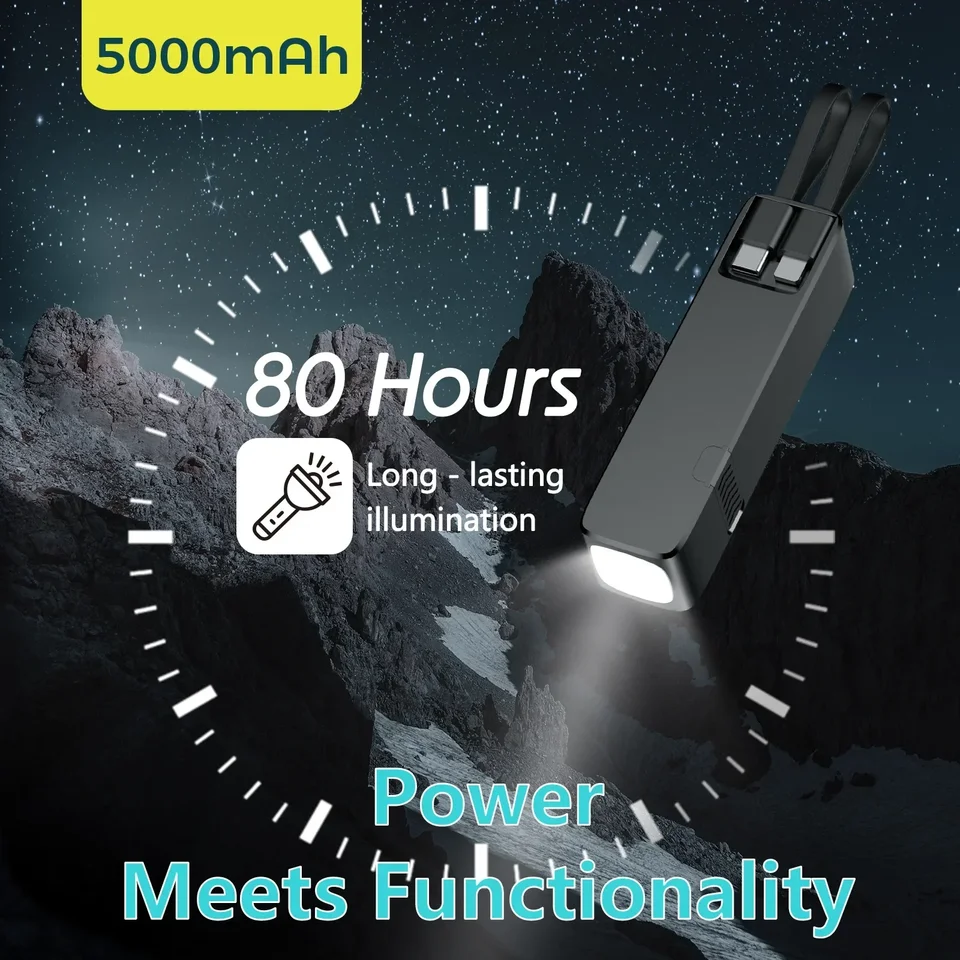 5000 mAh mini prenosná rýchla nabíjanie Ultra-tenká prenosná energia s držiakom a prenosným tenkým powerbankom Bracket a Light Power Bank