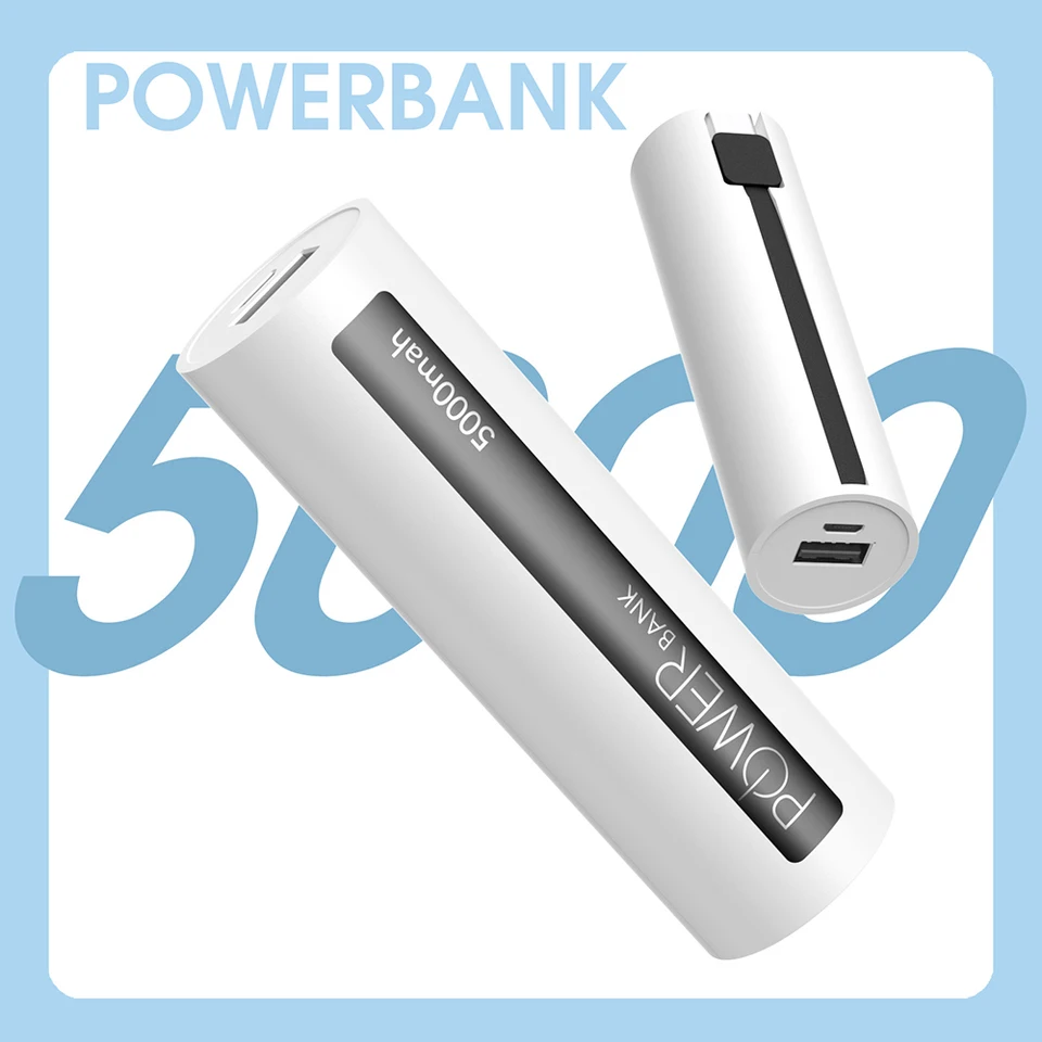 5000 mAh Power Bank Mini s prenosnou nabíjačkou kábla USB C pre iPhone 14 12 Pro Xiaomi Mi 10 13 Huawei Samsung S23 Mini PowerBank