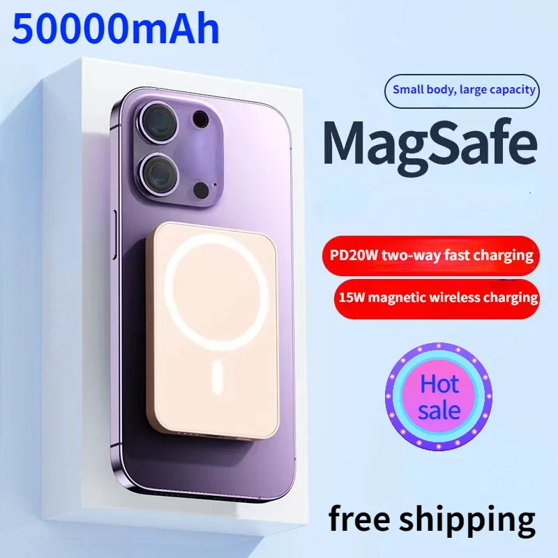 50000 mAh magnetická bezdrôtová banka Bank Magsafe Veľká kapacita prenosná externá batéria Power Bank pre sériu iPhone