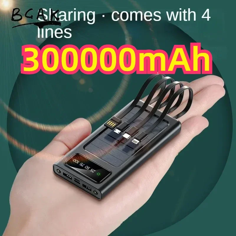 500000 mAh 200000 mAh 300000 mAh solárna banka Bcak, pohodlný ultra tenký vstavaný kábel, vonkajší kempingový napájací zdroj