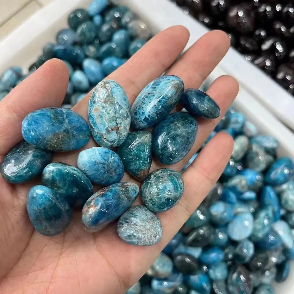 500G Prírodné hladké modré apatitové leštené kamene Crystal Gravel Prírodný drahokamový dekorácia Prírodné kremenné kryštály