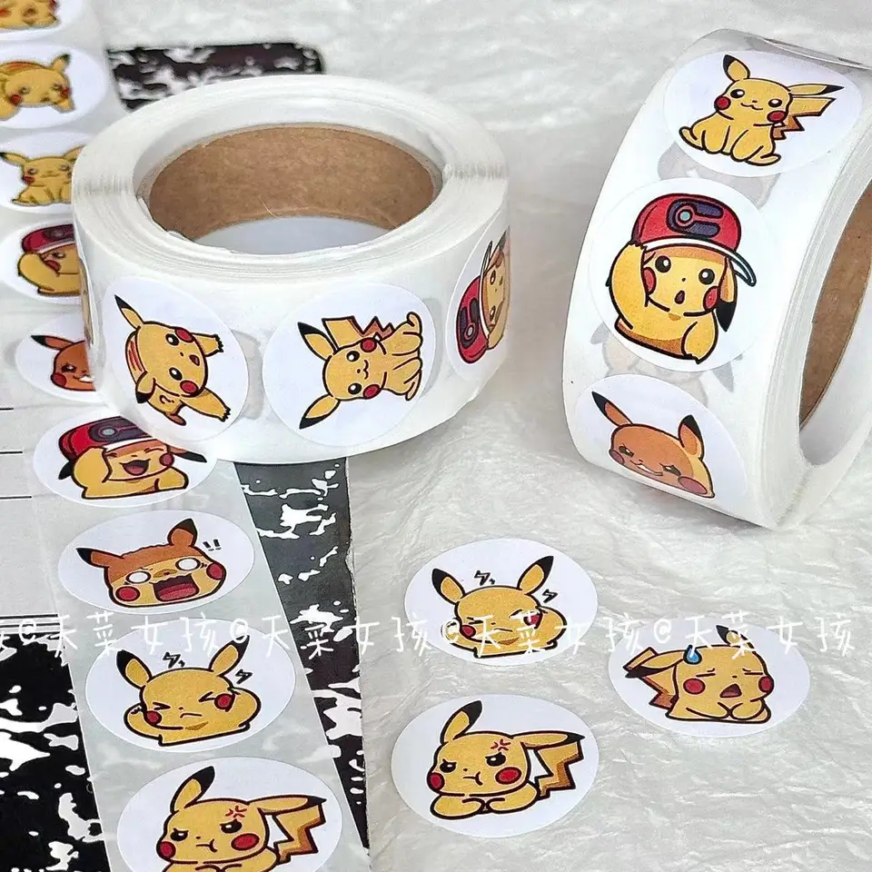 500ks Anime Cute Pokemon Pikachu nálepky Kawaii Charizard Round Stupel Stumpers Rolls Stiapky graffiti batožinové nálepky hračky