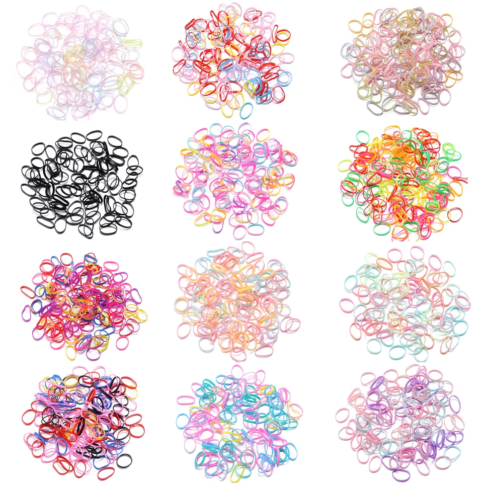 500ks farebné malé jednorazové vlasové pásy scrunchie girls elastic gumbber kapela držiak držiak na vlasy