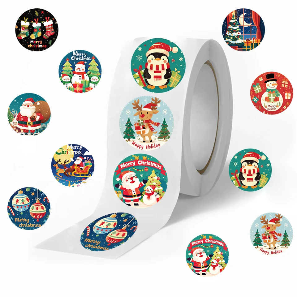 500ks Nové vianočné nálepky Roll Struck Detské nálepky roztomilý kawaii karikatúra balenie nálepiek Photocard Decor Lables for Kid
