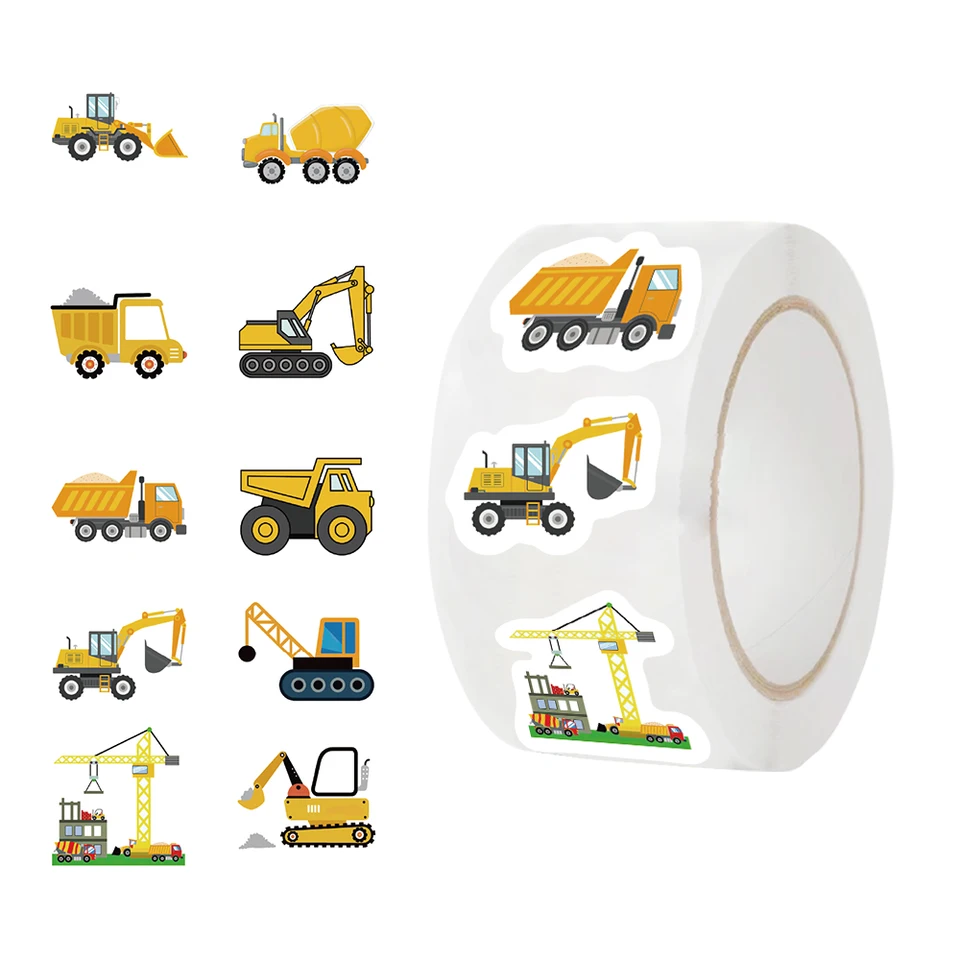 500ks/odmeňovanie Roll Construction Construction Stickers Materská škola Študenti Študenti dieťaťa Karika