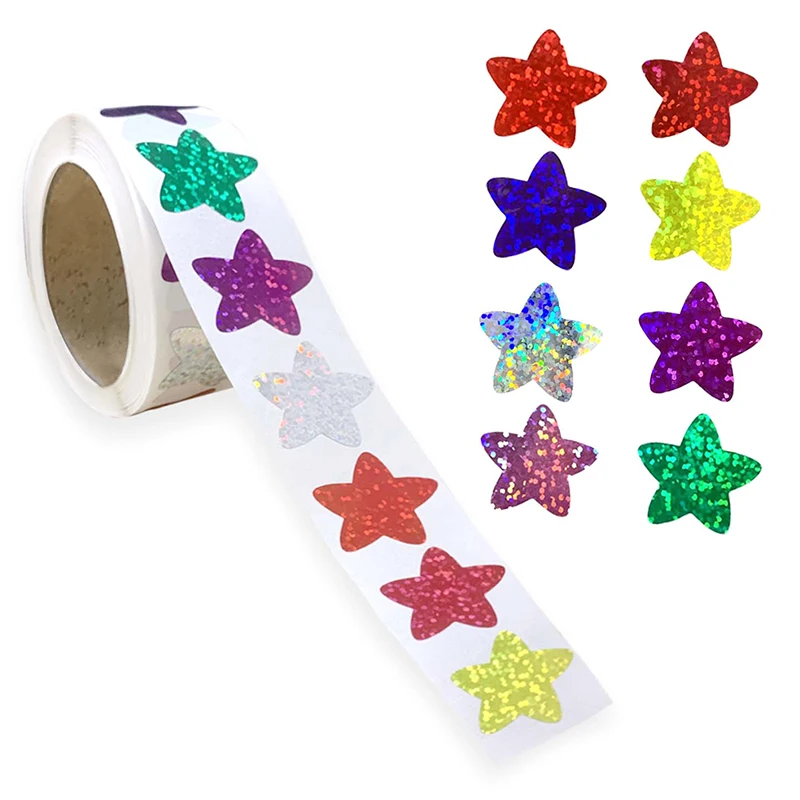 500ks/roll farebné nálepky hviezd pre deti odmeny školskej triedy lepiace nálepky hviezd pre učiteľov Rodičia DIY Craft
