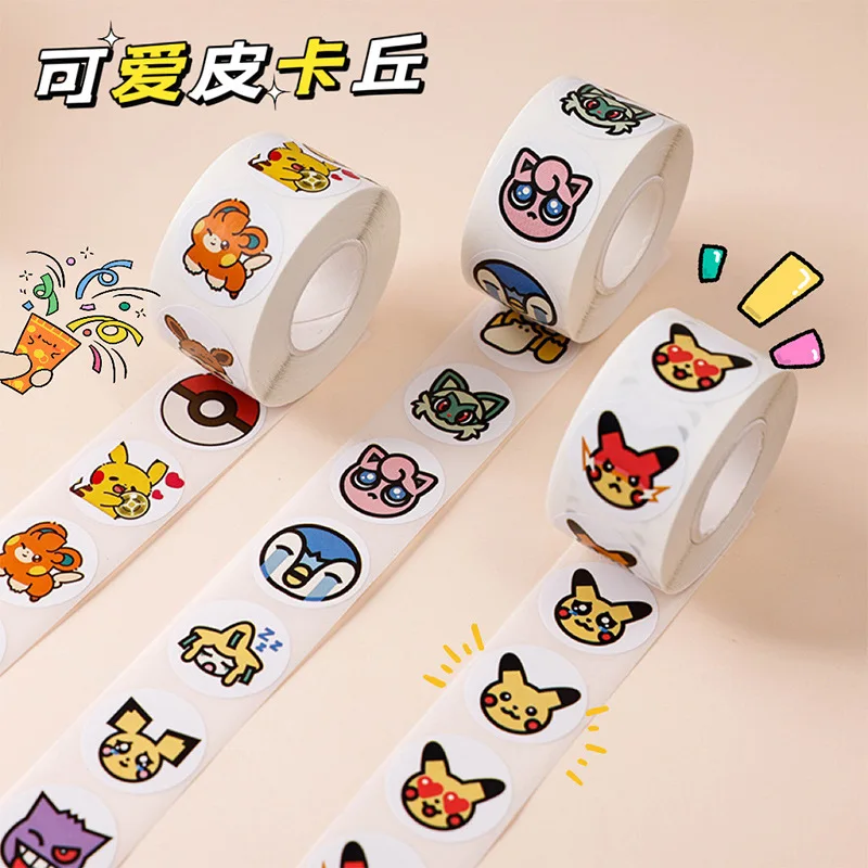 500ks/roll Pokémon Pikachu karikatúra tesniaci nálepka DIY PVC NAHOP DECALY