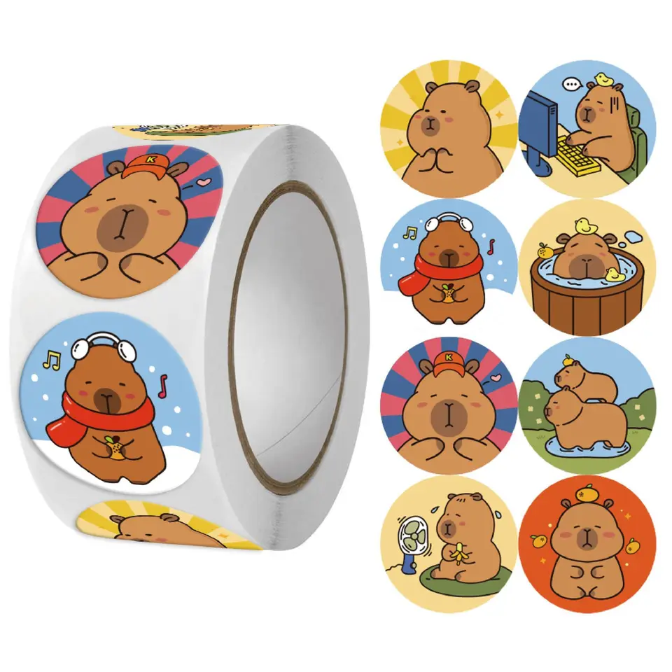 500ks roztomilý karikatúra CapyBara Sticker for Children Girls Darge Scrapbook Decoration Label Ručne vyrábané DIY Kids Kawaii Nálepky hračky