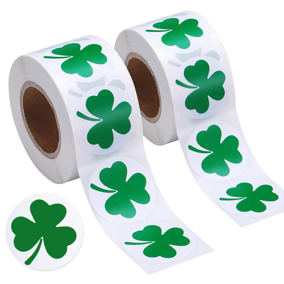 500ks St. Patrick's Day Stumpers Shamrock Roll Stumpery 1 palec lepidla pre remeselné zelené nálepky Shamrock
