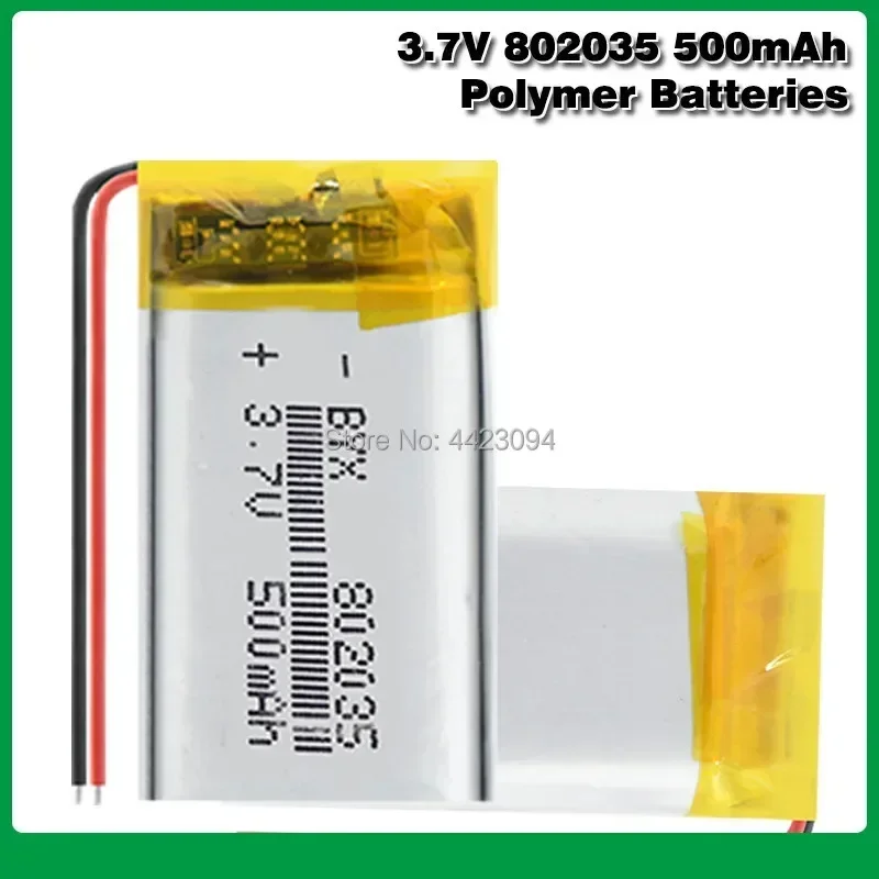 500MAH lítium-iónového polyméru 3,7 V 802035 pre mp3 mp4 MP5 GPS KTV HOMENTAL BATTERSOM Zosilňovač zvukový počítač Mikrofón