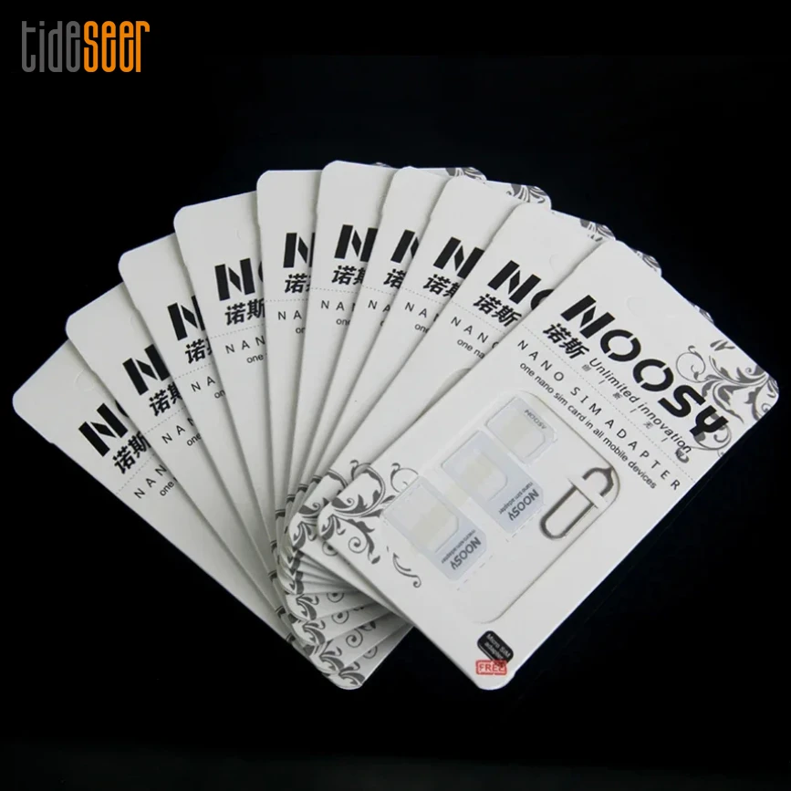 500set 4 v 1 prevod Nano SIM adaptéra na adaptér Micro/Standard SIM karty s ezbet pin pre iPhone Samsung Mobile Phone