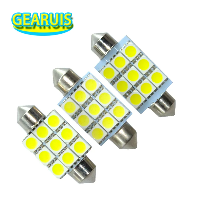 500X Truck LED 24 V Dome Lights C5W Festoon 9 SMD 5050 LED LED 31 mm 36 mm 39 mm 41 mm 9 SMD 5050 Čítanie Light Plate Žiarovka biela modrá 24v