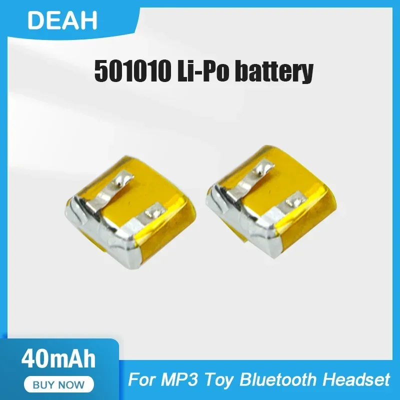 501010 40 mAh 3,7 V lítium polymérny nabíjateľná batéria pre MP3 MP4 GPS TWS TWS Bluetooth Headset načúvacie prístroje Smart Wear LED svetlo