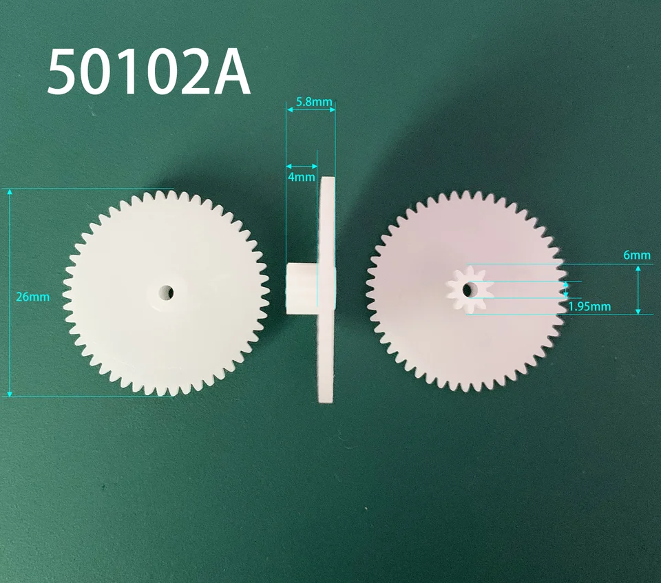 50102A 50102b Modul 0,5 ozubených kolies OD26 mm 50 zubov 10 zubov 2 mm otvor plastový dvojvrstvový prevodový stupeň 10ks/veľa
