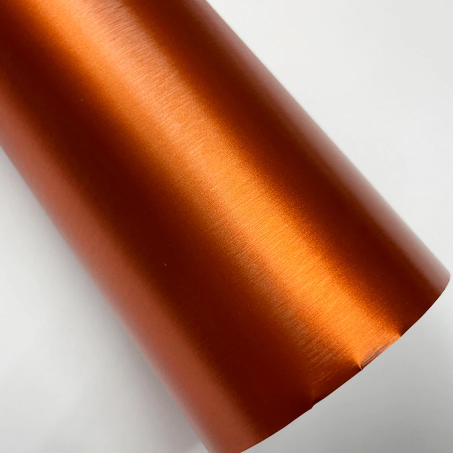 50cmx300cm matné oranžové kefované kovové vinylové obalové kotúče so vzduchovými uvoľňovacími bublinkami zadarmo pre nálepku na fóliu obalu auta