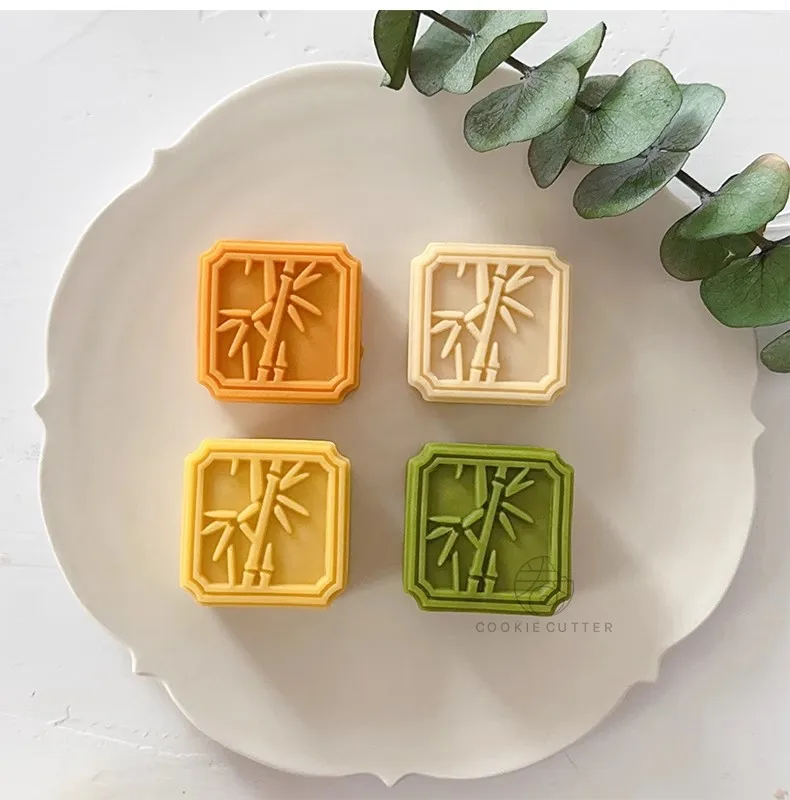 50G štvorcový tvar nová Mooncake lisovaná forma čínsky bambusový vzor cookie pečivo pečiatka ananásový koláč domáce kutily dezertné náradie