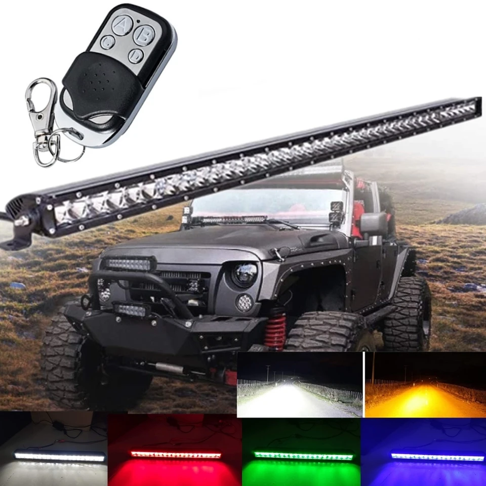 50inch 250W Slim Snede Row 3D LED svetlo LED čln 4WD SUV Truck Free Wide Wibers Strobe White + Blue/ Amber/ Red/ Green Light 12V 24V