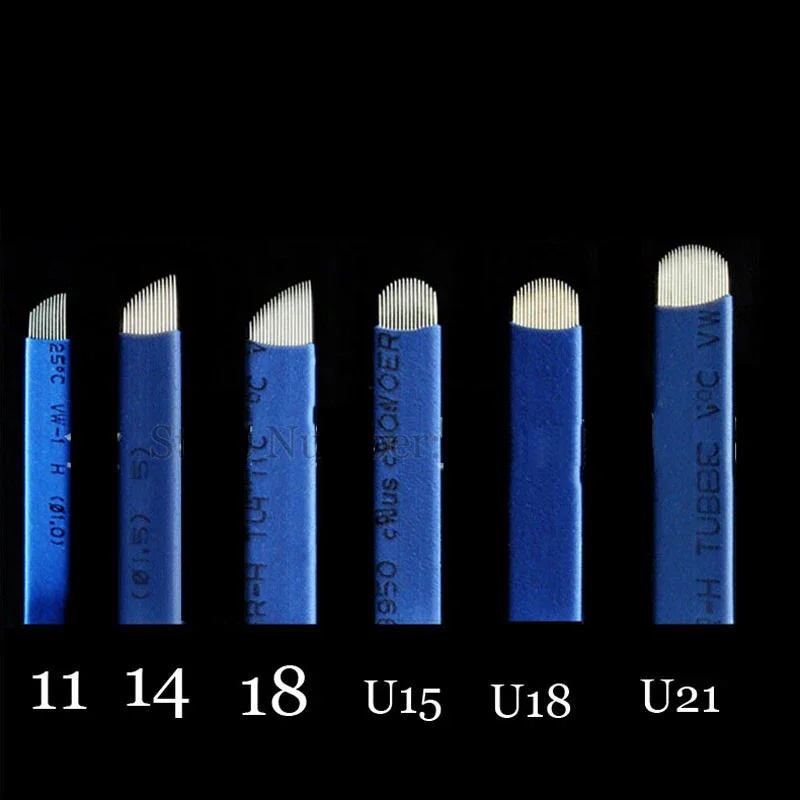50ks 0,18 mm Tebori Blades ihly tetovanie mikrobladivé ihly Personálne make -up ihla 7 9 12 14 17 21 Manuálne čepele obočia