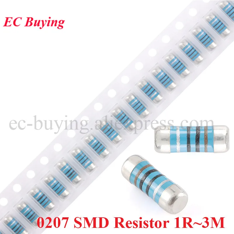 50ks 0207 SMD rezistor 1r ~ 3M farebný kruhový oblátkový rez