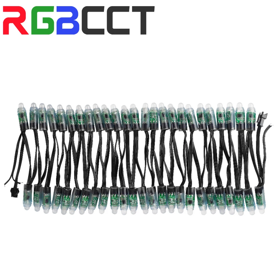 50ks/100ks 12 mm WS2811 LED modul DC 5V/12V Čierna/zelená/RWB Wire RGB Digital IP30/IP68 Vodotesný, adresovateľné