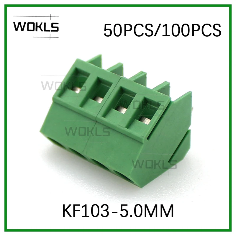 50ks/100ks 45 stupňov PCB skrutkovacia konektorka/svorka Mosadz KF103-5.0 DG103-5.0 mm SMKDSP1.5/-5.0 ELK500S