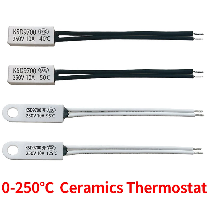 50ks/100ks KSD9700 40C-150C 10A250V NC/bez keramiky Teplotný spínač Vysoko výkonný termálny chránok 40 50 60 80 90 100 120 150