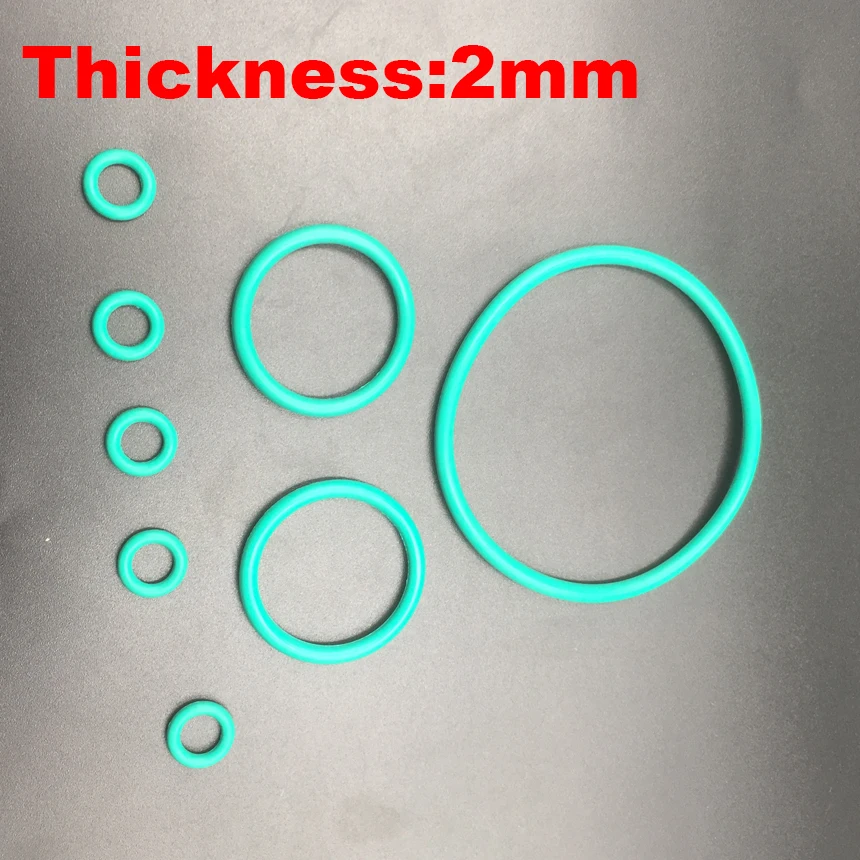 50ks 15x2 15*2 16x2 16*2 17x2 17*2 (OD*hrúbka) 2 mm zelené fluóro fkm fluór guma o krúžkovú podložku Olej tesnenia Oil Oil Oil Tesnenie