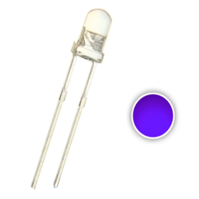 50ks 5 mm Purple UV LED voda Clear Ultrafial 365-370nm 395nm 400 nm Violet okrúhle svetlo svetla Light Light Light Light Light Light Light Light