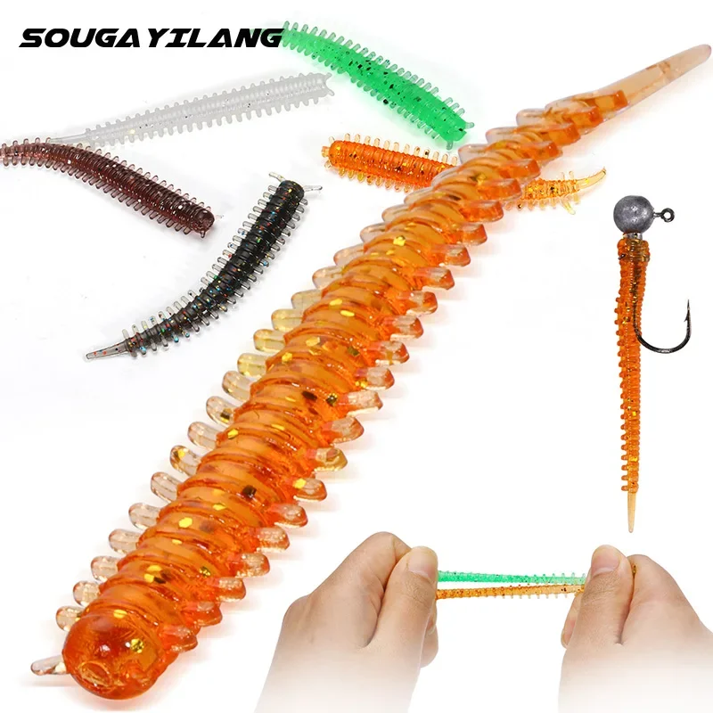 50ks 55 mm 5G Lively Sandworms Mäkký plastový červ Rybársky návnada prípravkov Wobblers Artificial Bait Catfish Catfish Bass návnada