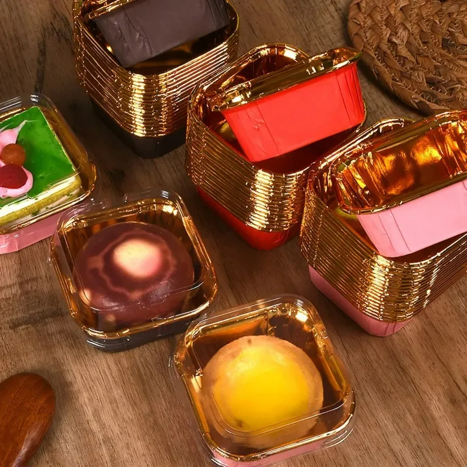 50ks 6,5 x 3,5 cm cupcake papier, ktorý je odolný voči olejovému olejovému, šifónový koláč šálka na pečenie Muff na vysokej teplote puzdro štvorcová forma