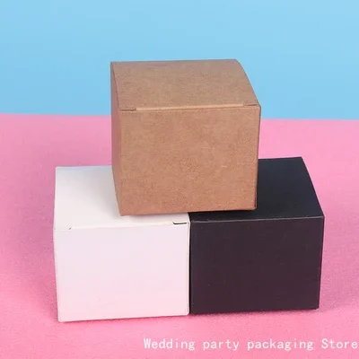 50ks 6 veľkostí DIY darček biely čierny kraft papierové škatule Party Smart Malý remeselnícky darček Uzal